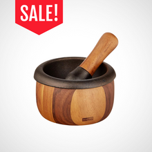 Load image into Gallery viewer, Crush Wood and Cast Iron Mortar and Pestle