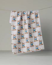Load image into Gallery viewer, Geometry Kitchen Tea Towel: Corgi Pals (Blue)