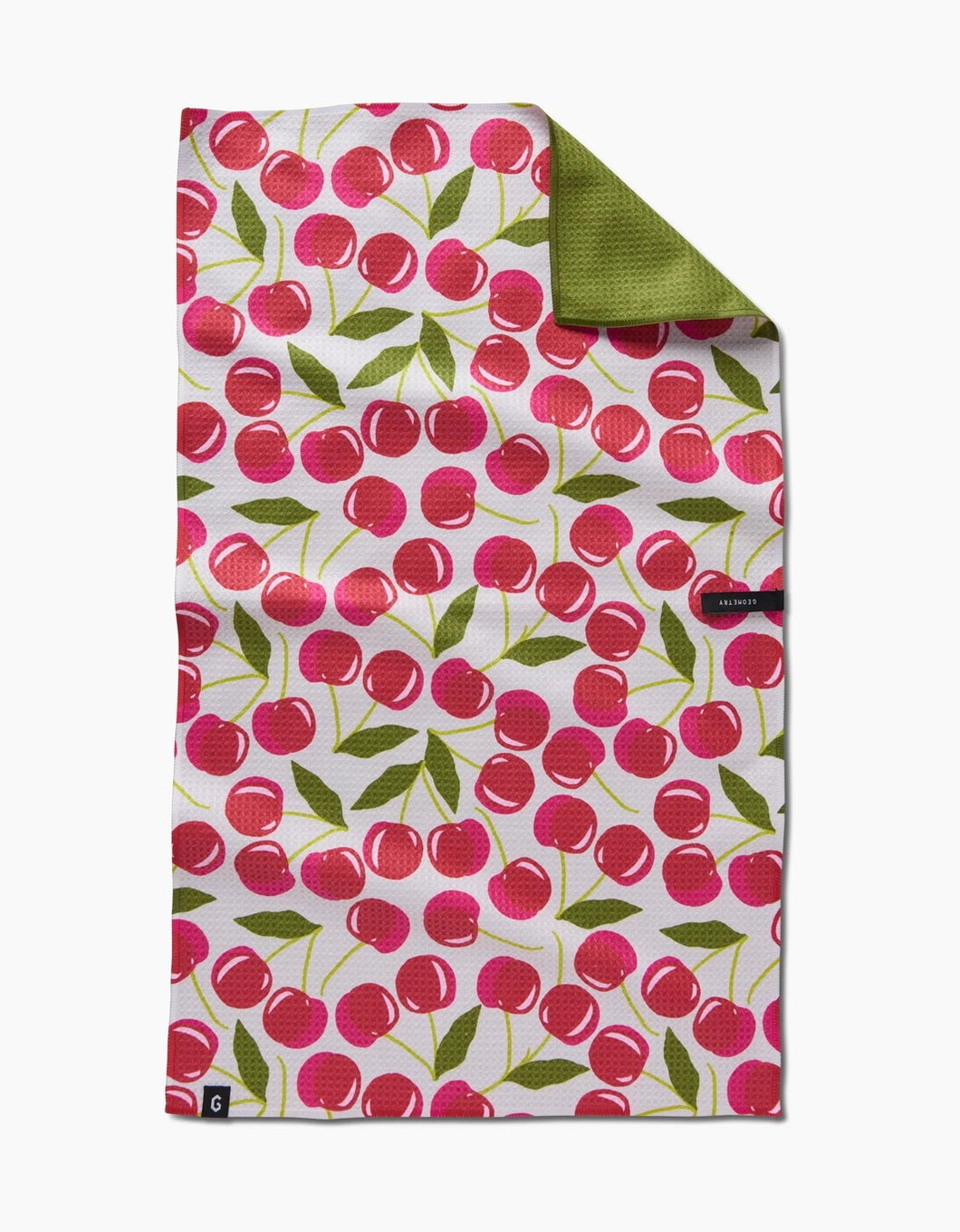 Geometry Double Sided Kitchen Tea Towel: Cherry Chic