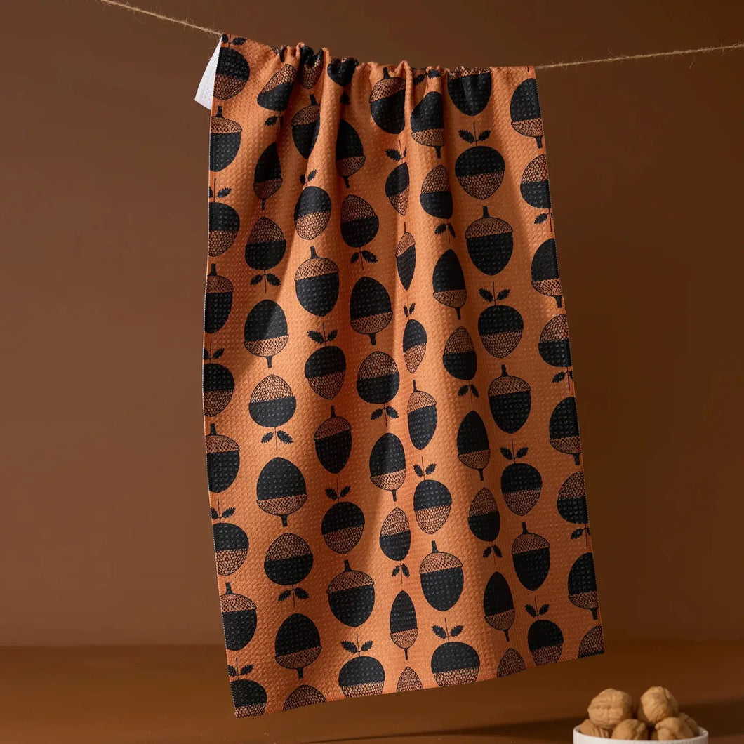 Geometry Kitchen Tea Towel: Acorn Noir