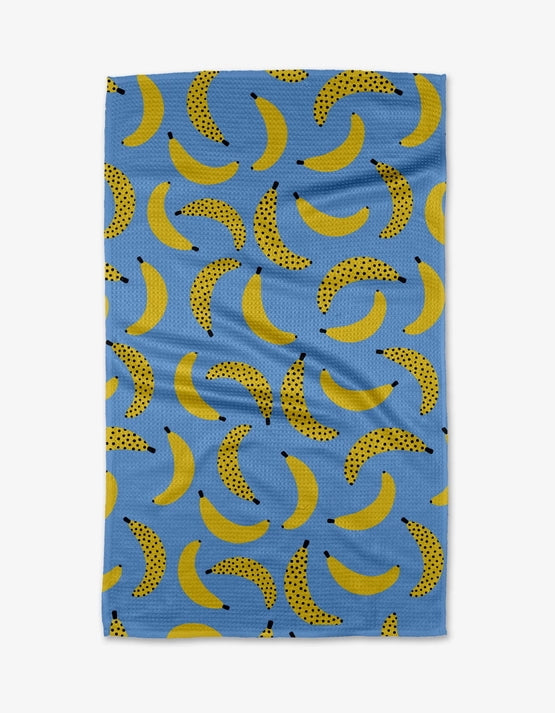 Geometry Kitchen Tea Towel: Blue Bananas