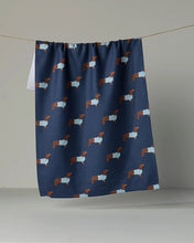 Load image into Gallery viewer, Geometry Kitchen Tea Towel: Coastal Dachshund
