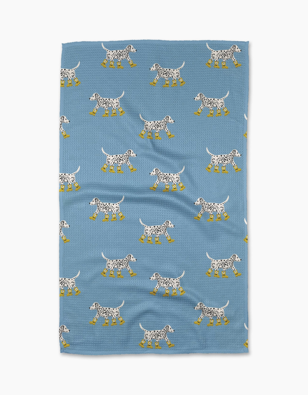 Geometry Kitchen Tea Towel: Dalmatian in Boots Blue