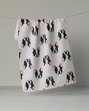 Load image into Gallery viewer, Geometry Kitchen Tea Towel: Frenchie Faces (Vanilla)
