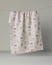 Load image into Gallery viewer, Geometry Kitchen Tea Towel: Frenchie Frolic (Poppy)
