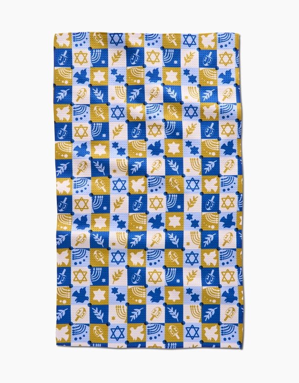 Geometry Kitchen Tea Towel: Hanukkah Festivities