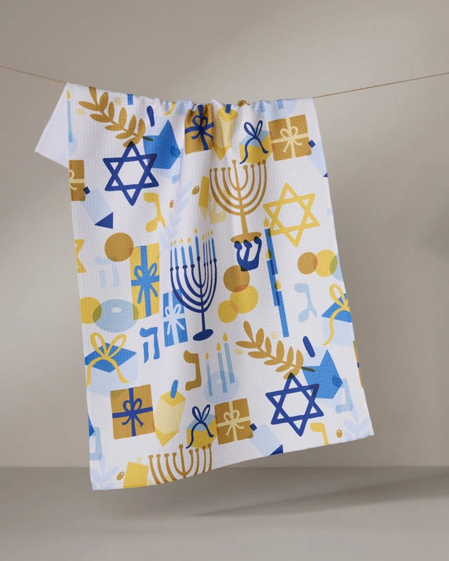 Geometry Kitchen Tea Towel: Hanukkah is Here