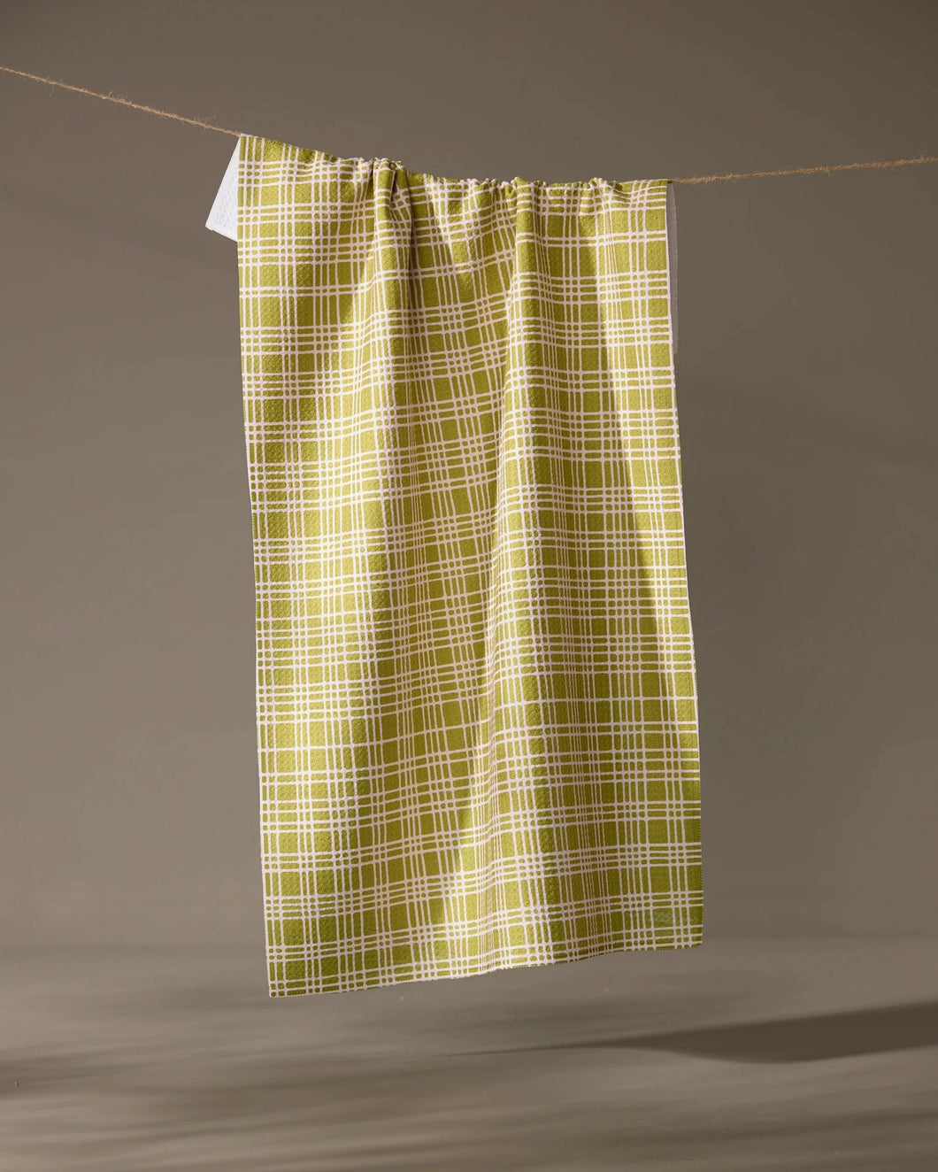 Geometry Kitchen Tea Towel: Orchard Plaid Green