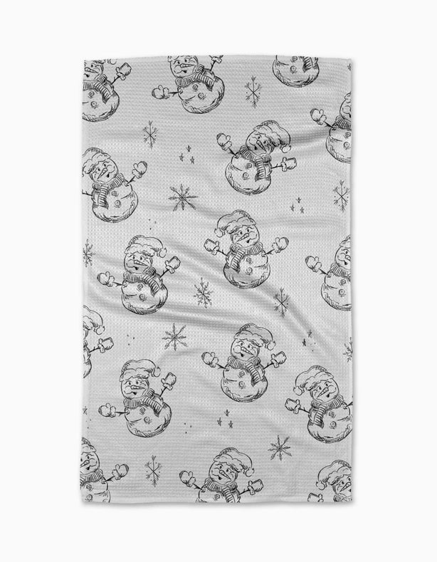 Geometry Kitchen Tea Towel: Snowmen Charcoal