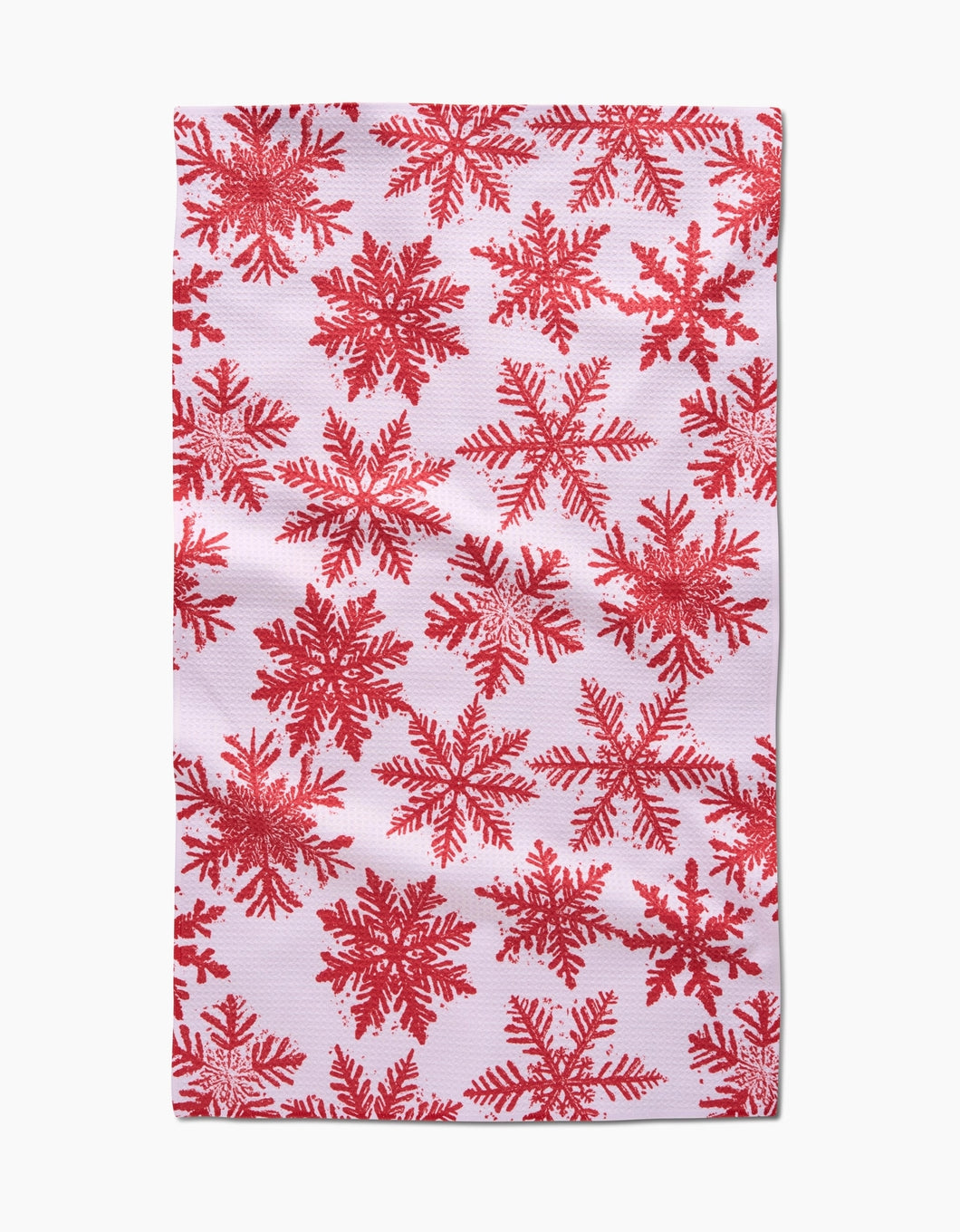 Geometry Kitchen Tea Towel: Snowy Days Red