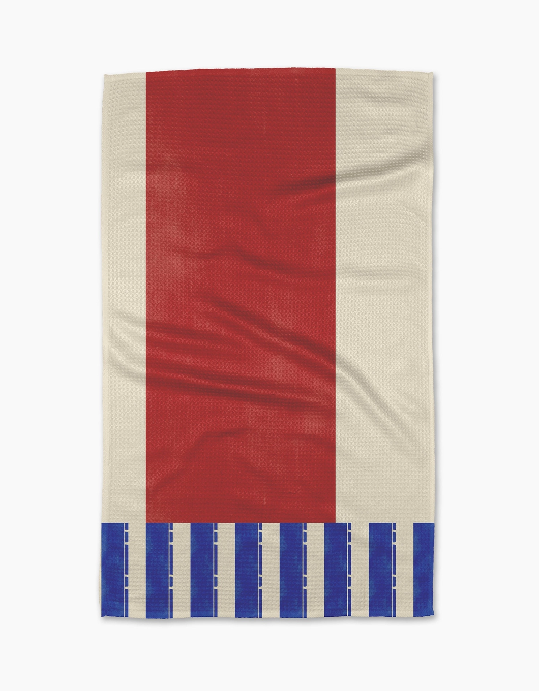 Geometry Kitchen Tea Towel: Striped Heart Red