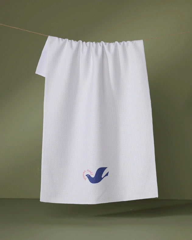 Geometry Kitchen Tea Towel: Winter Dove