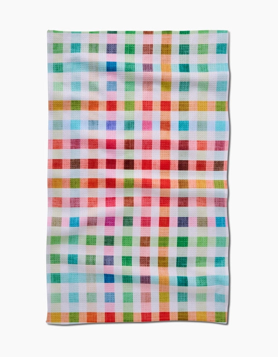 Geometry Kitchen Tea Towel: Woven Spring Plaid